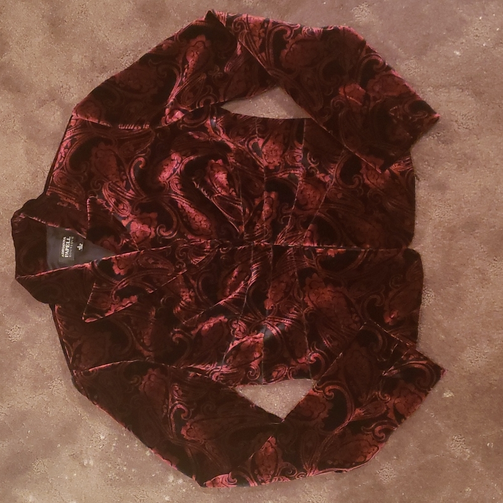 Lovely Adrianna Papel Dark Red And Black Velvet Blazer
